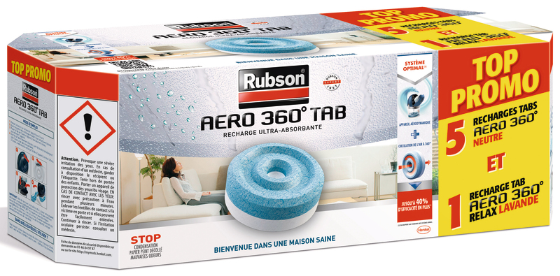 Rubson recharge absorbeur d'humidité Aero° 360 450g lavande 4