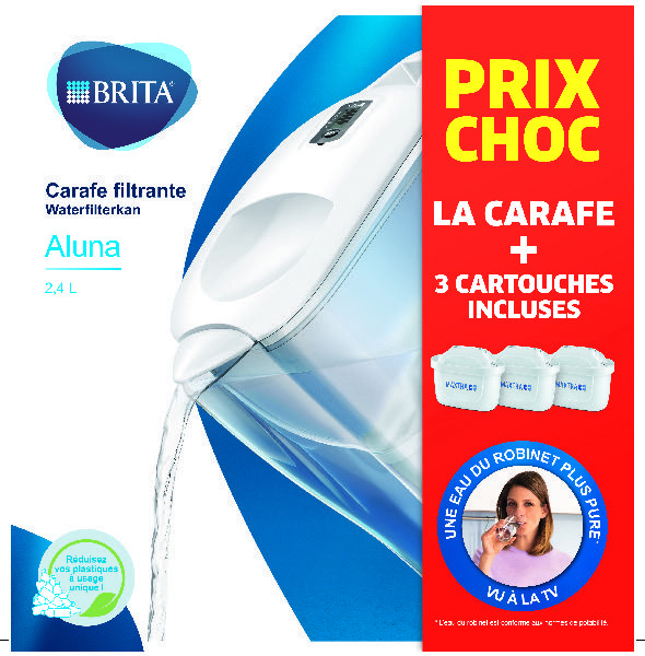 Carafe Aluna blanche 2,4 L + 2 cartouches Maxtra BRITA : la carafe à Prix  Carrefour