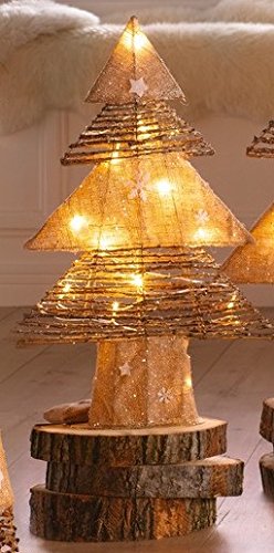 amelex 67 Sapin de Noël, rotin tressé sur support en métal, décoré de