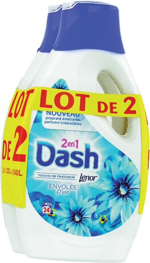 Lessive Liquide Envolée D'Air 2 En 1 DASH : le bidon de 1,75L à