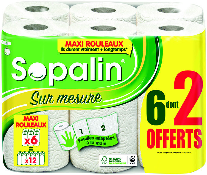 Sopalin Essuie-Tout 5+1 Maxi Absorb Rouleaux = 6 Rouleaux 