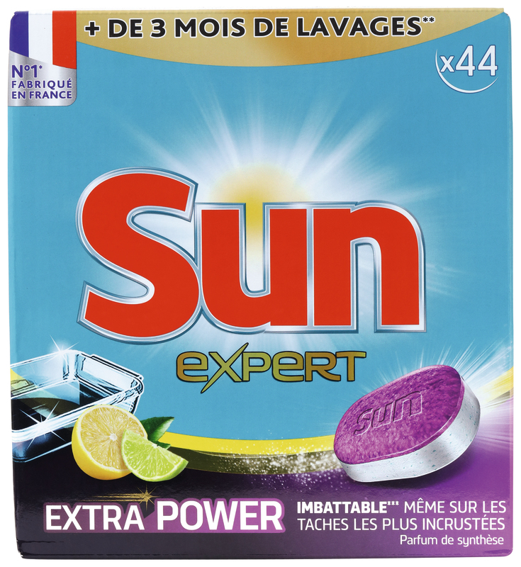 Tablettes lave vaisselle expert + standard, Sun (x 40)