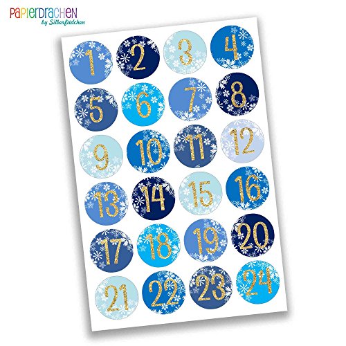 Papierdrachen 24 Numéro de calendrier de l'Avent Stickers - Stickers