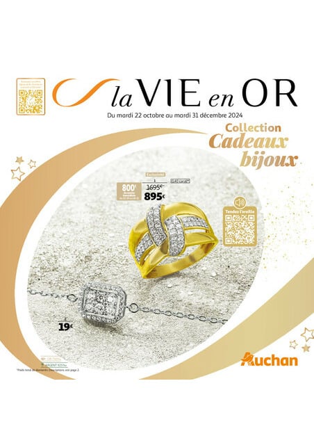 Auchan La VIE en OR : collection cadeaux bijoux