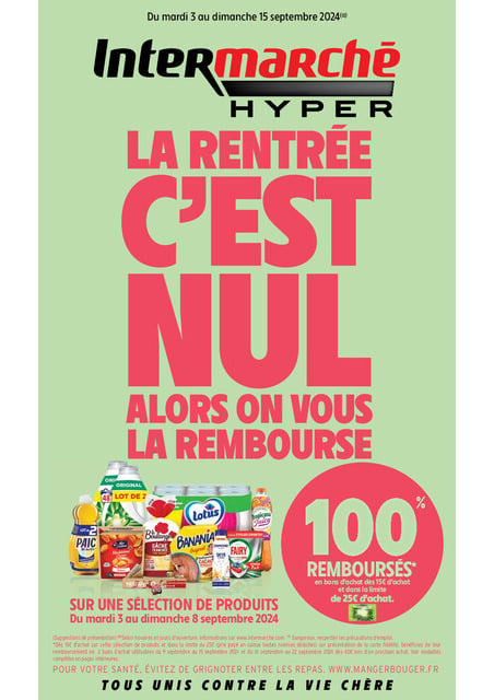 Intermarché 100 % remboursé en bons d’achat sur une sélection de produits