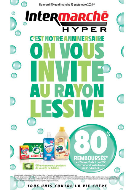 Intermarché 80% remboursés en bons d’achat sur le rayon lessive