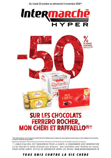 Intermarché -50% de remise immédiate sur le 2ème sur une sélection de produits Ferrero