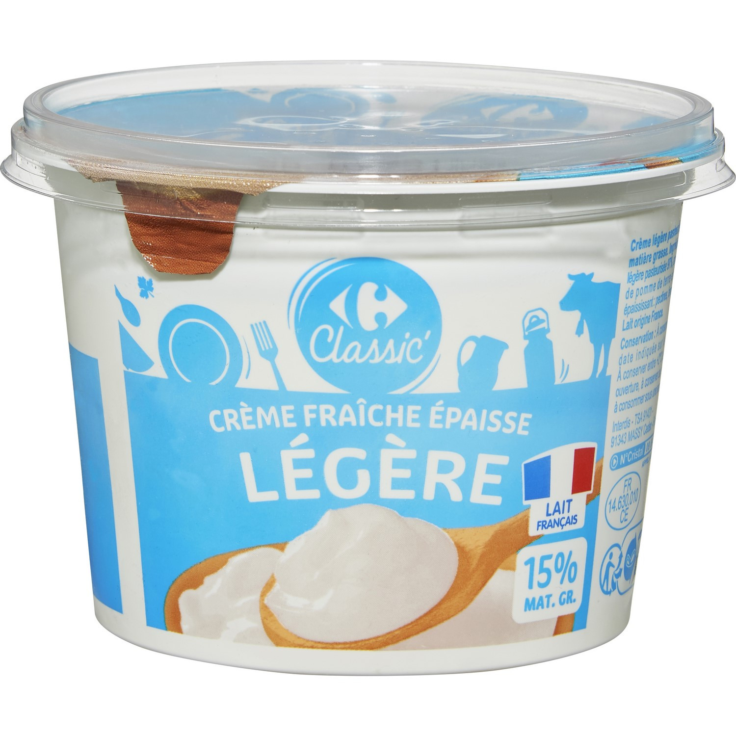 3270190020875 CARREFOUR CLASSIC' Crème fraîche épaisse légère 15% MG