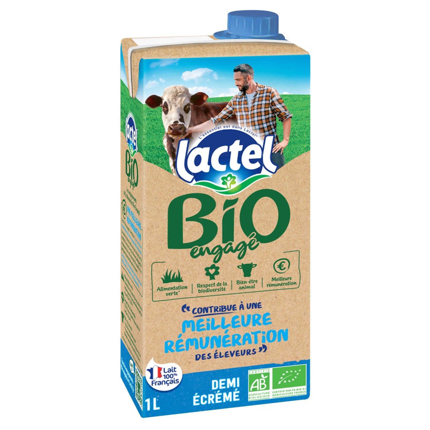 3428274080011 Lactel Lait Demi écrémé Bio Lactel Bio 