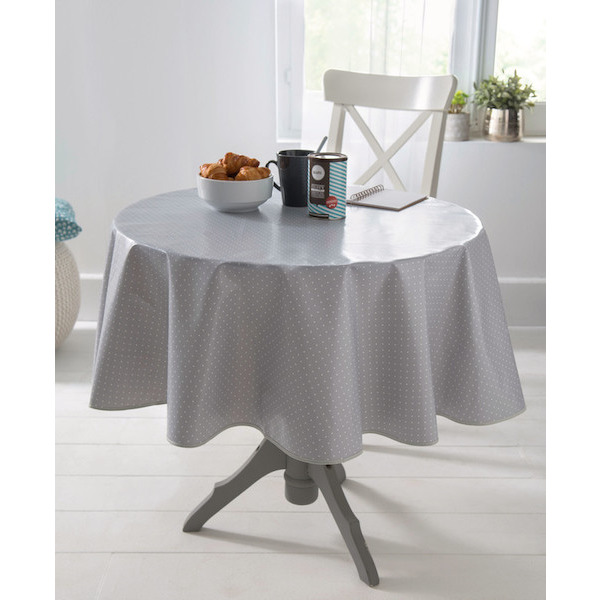 Décor Line PERSANE Nappe ronde PVC Gris 160 x 160 cm Linge ...